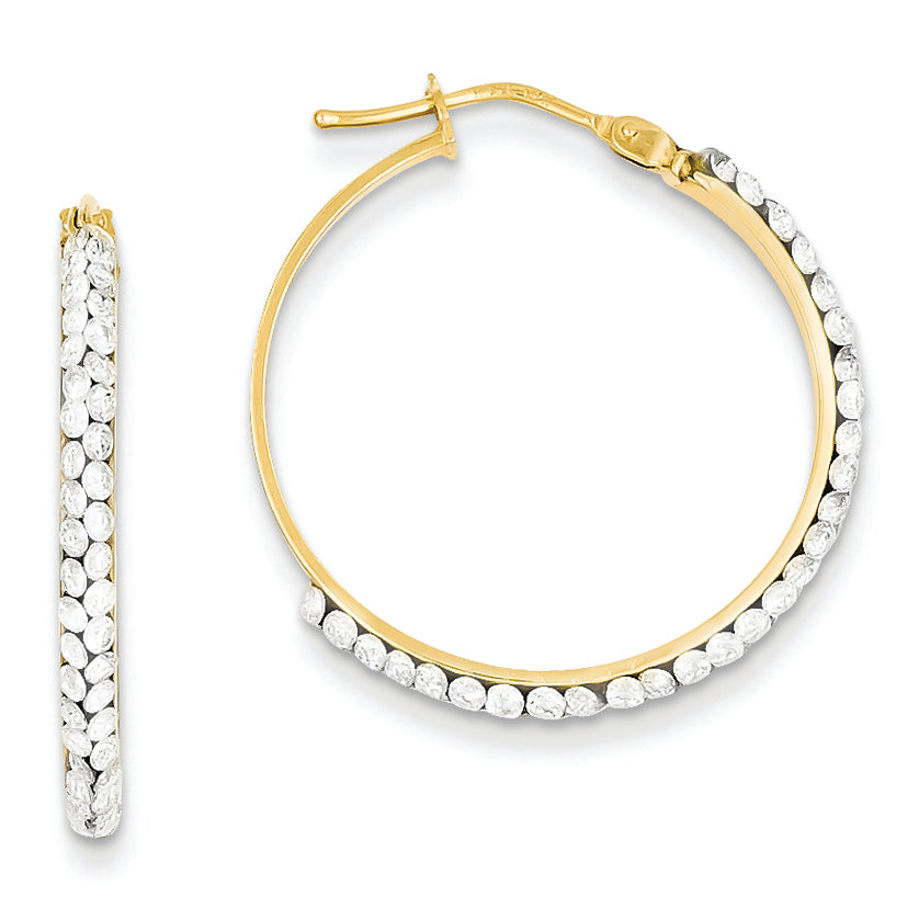 14K Gold Swarovski Elements Hoop Earrings