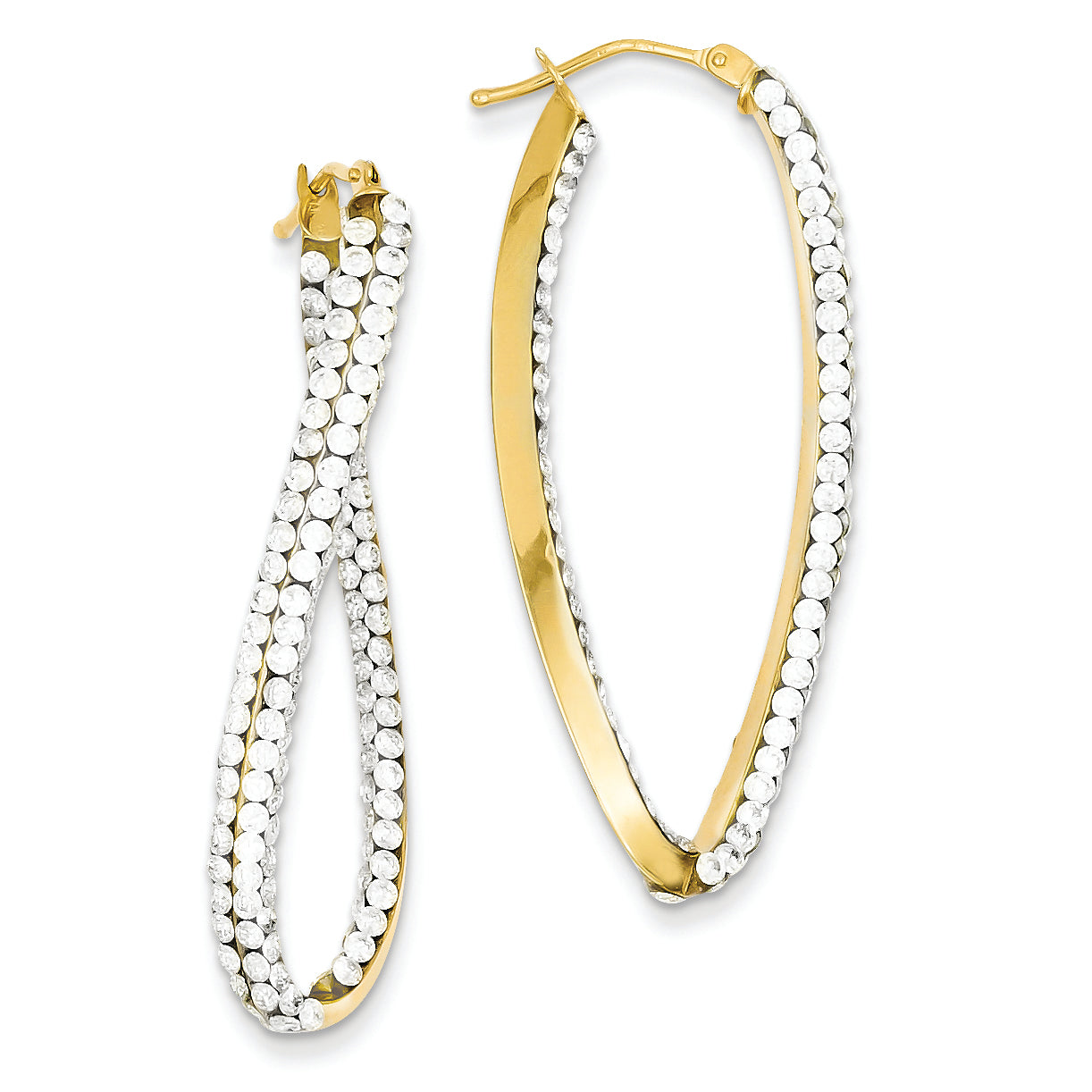 14K Gold Swarovski Elements Hoop Earrings