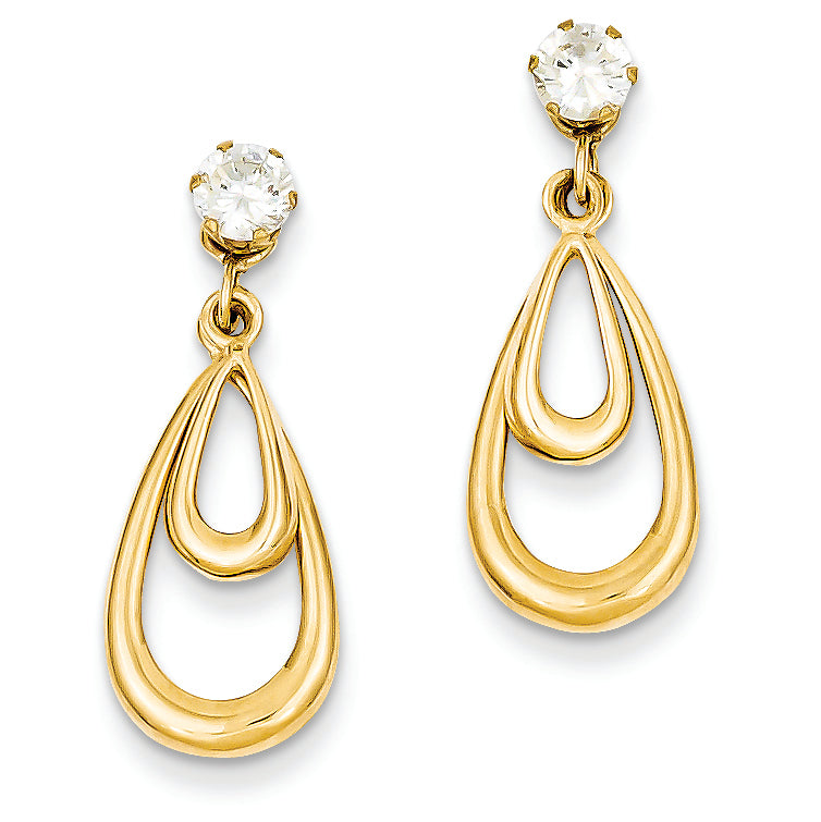 14K Gold Yellow Gold Polished w/CZ Stud Earring Jackets