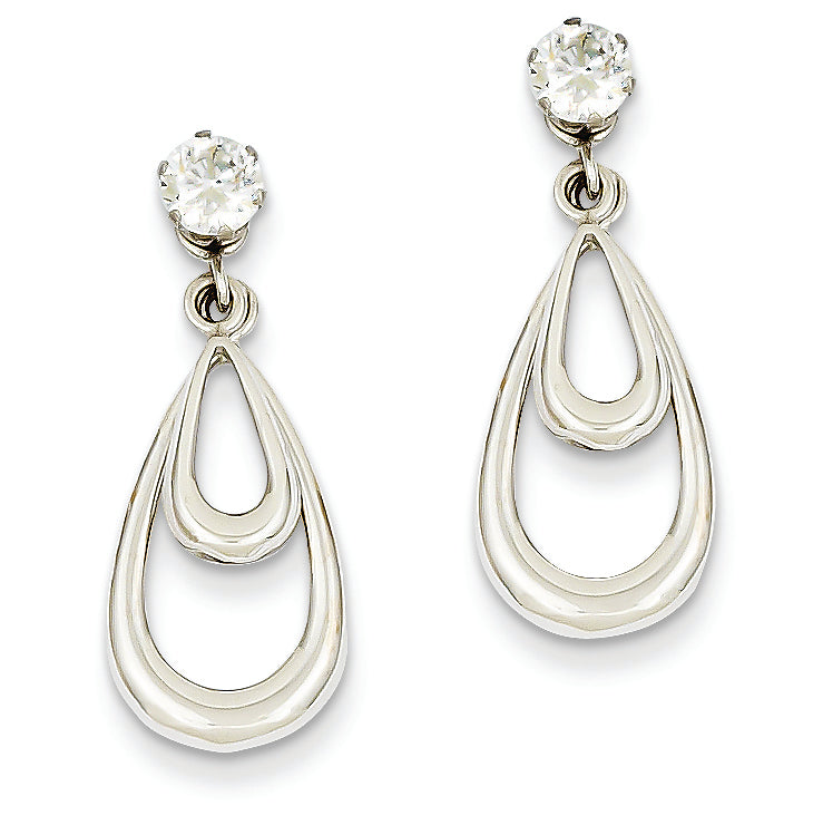 14K White Gold Polished w/CZ Stud Earring Jackets