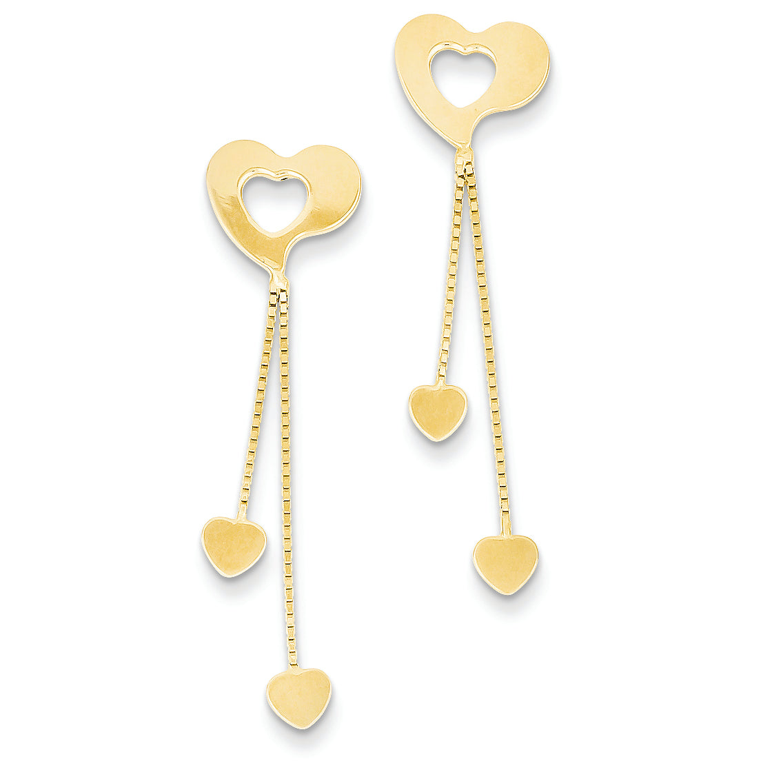 14K Gold Heart Post Dangle Earrings