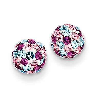 14K Gold Multi-colored Crystals 6mm Post Earrings