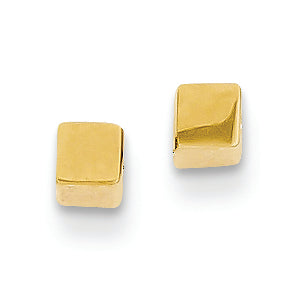 14K Gold Polished Hollow Square Post Earrings