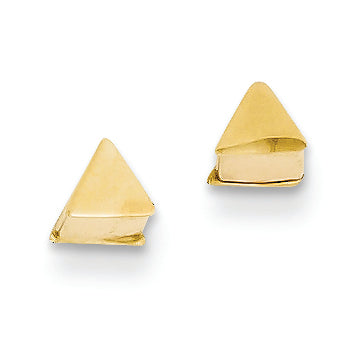 14K Gold Polished Hollow Triangle Post Earrings