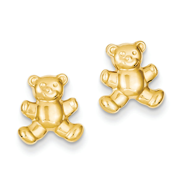 14K Gold Teddy Bear Post Earrings