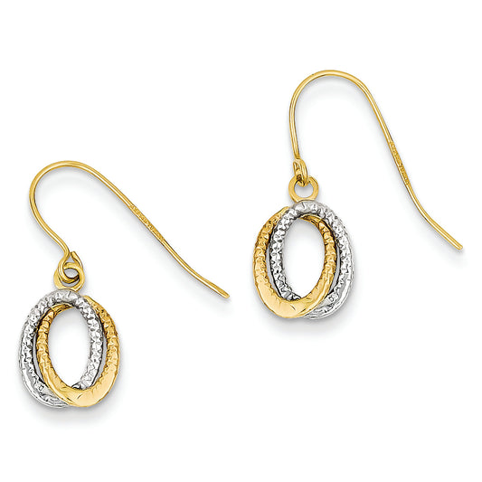 14K Gold Two-tone Fancy Dangle Earrings