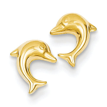 14K Gold Small Dolphin Post Earrings