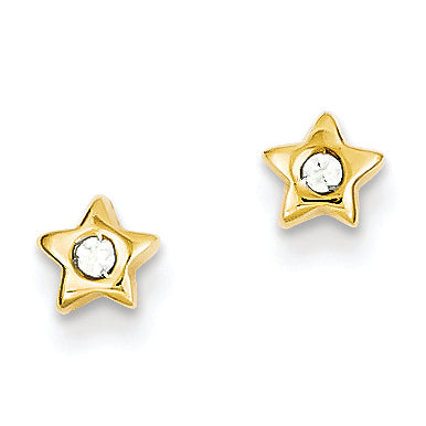 14K Gold CZ Star Post Earrings