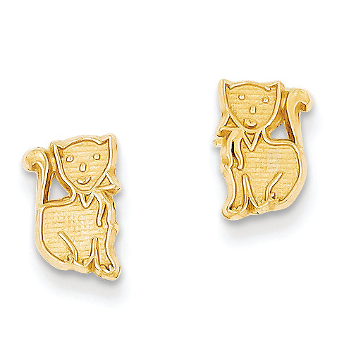 14K Gold Polished Kitten Post Earrings