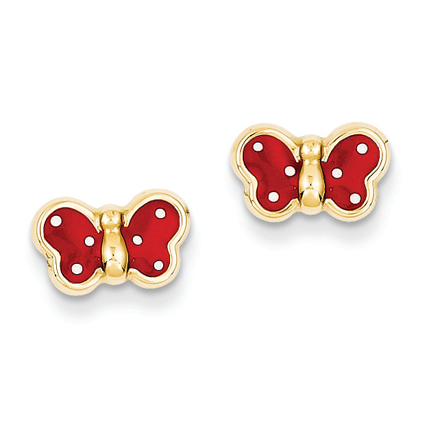 14K Gold Enameled Butterfly Ear