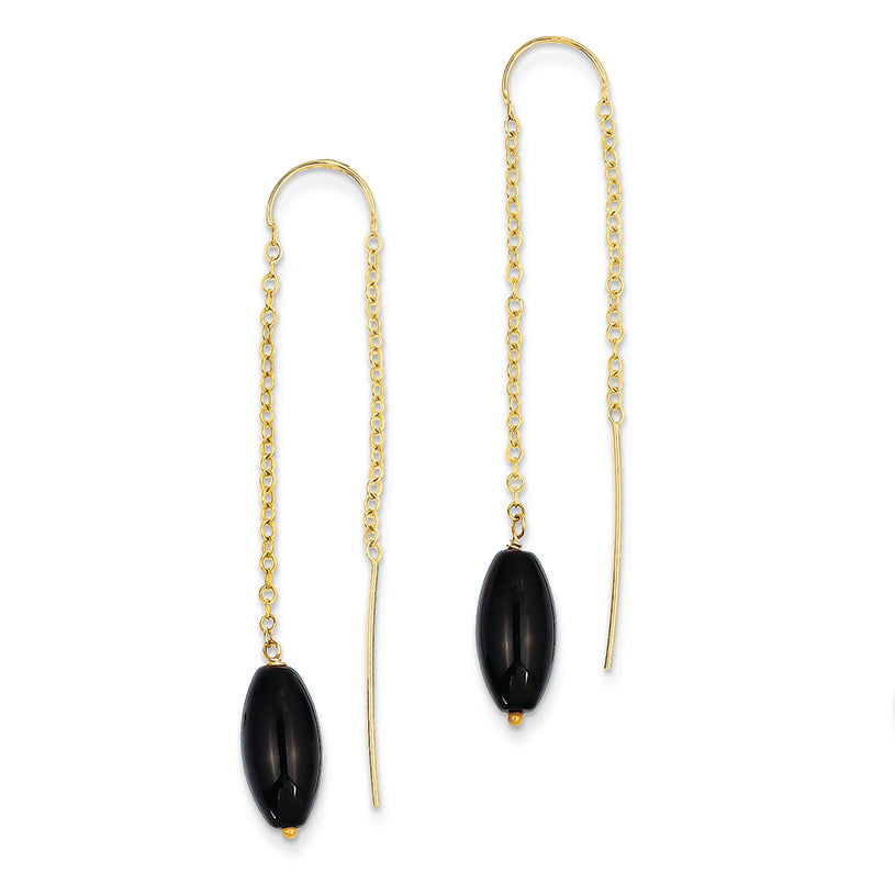 14K Gold Onyx with U Threader Earrings