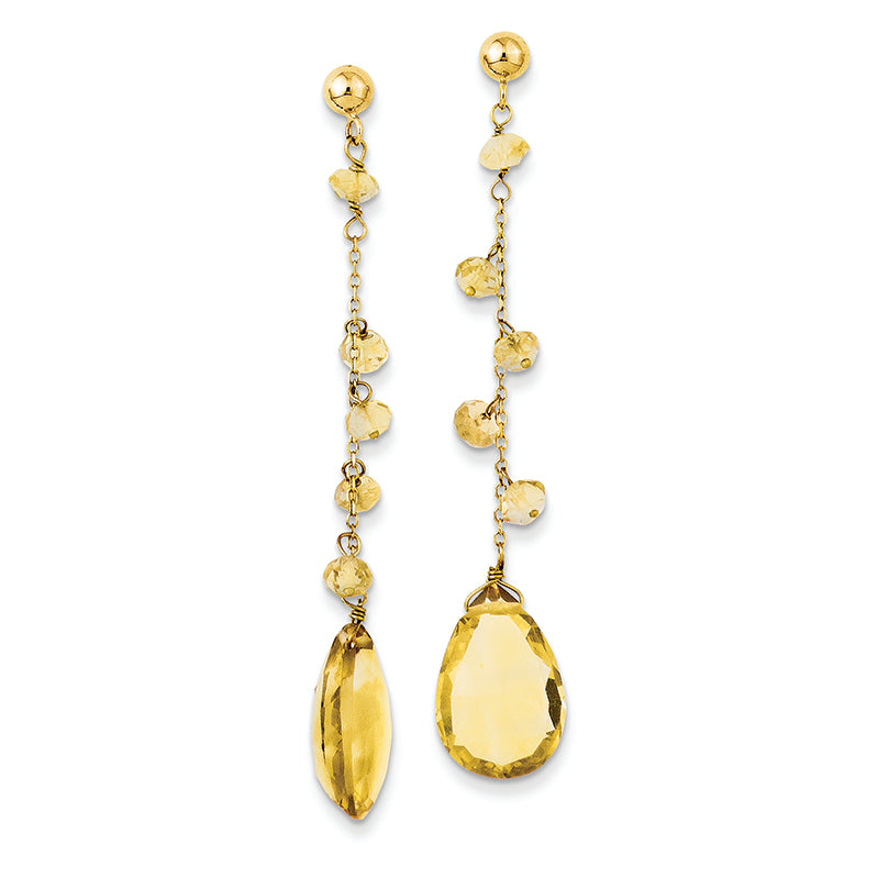 14K Gold Citrine Dangle Earrings