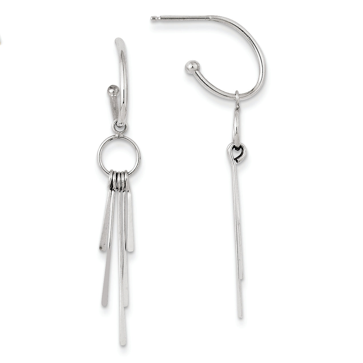 14K White Gold J Hoop w/Multi Stic