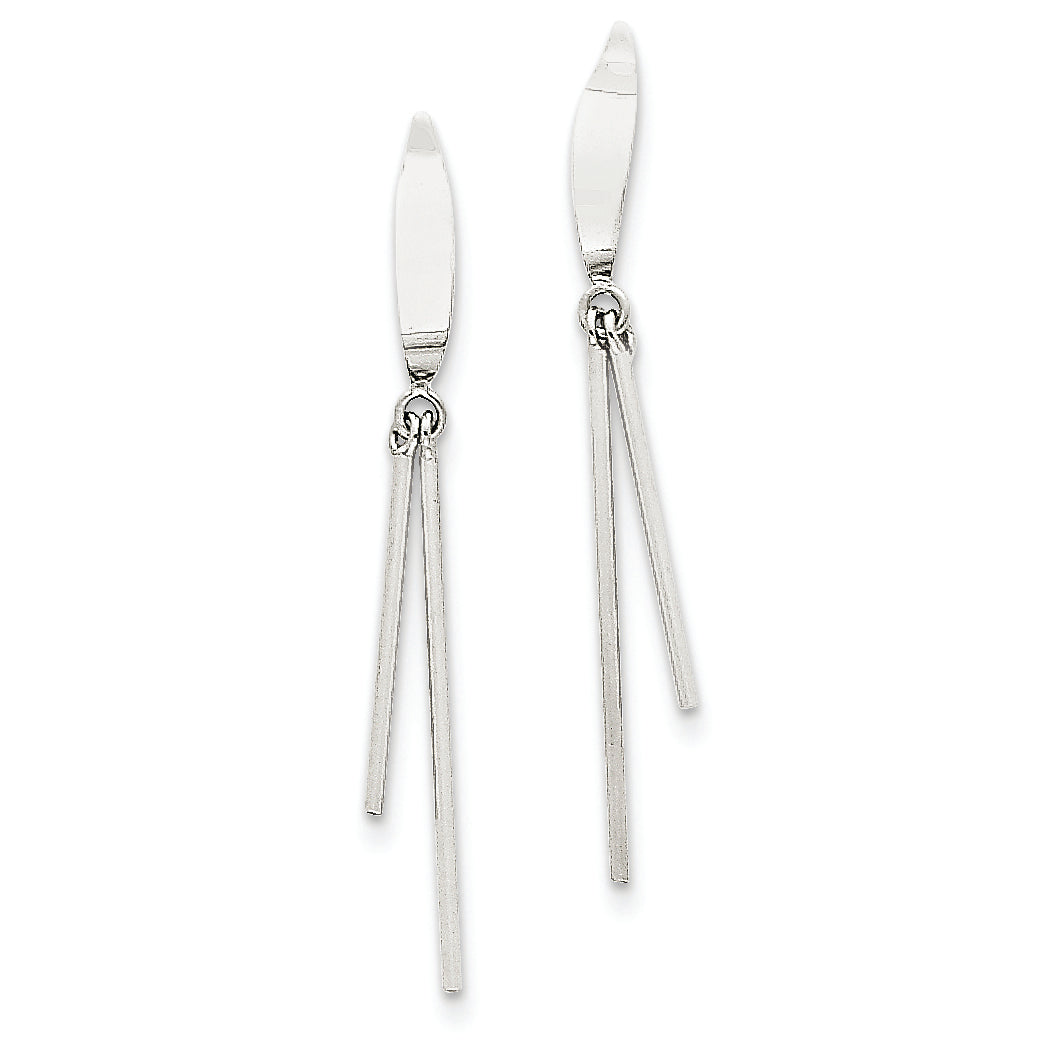 14K White Gold Dangle Tube Post Earring