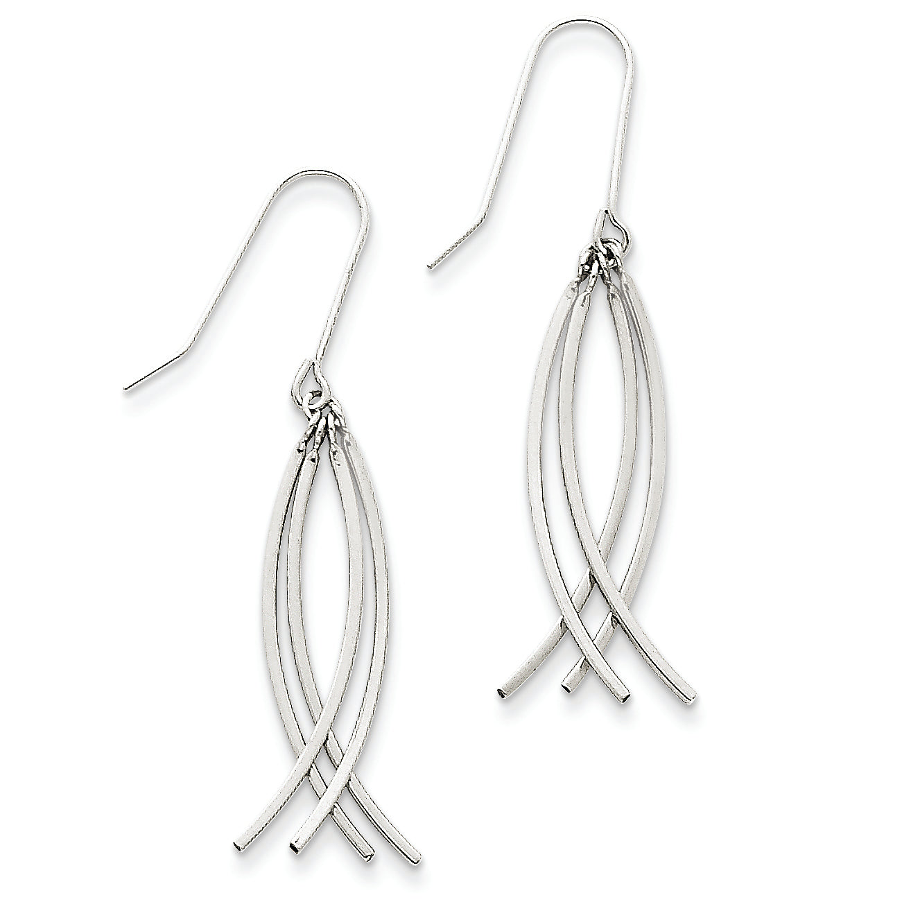 14K White Gold Curved Stick Dangle