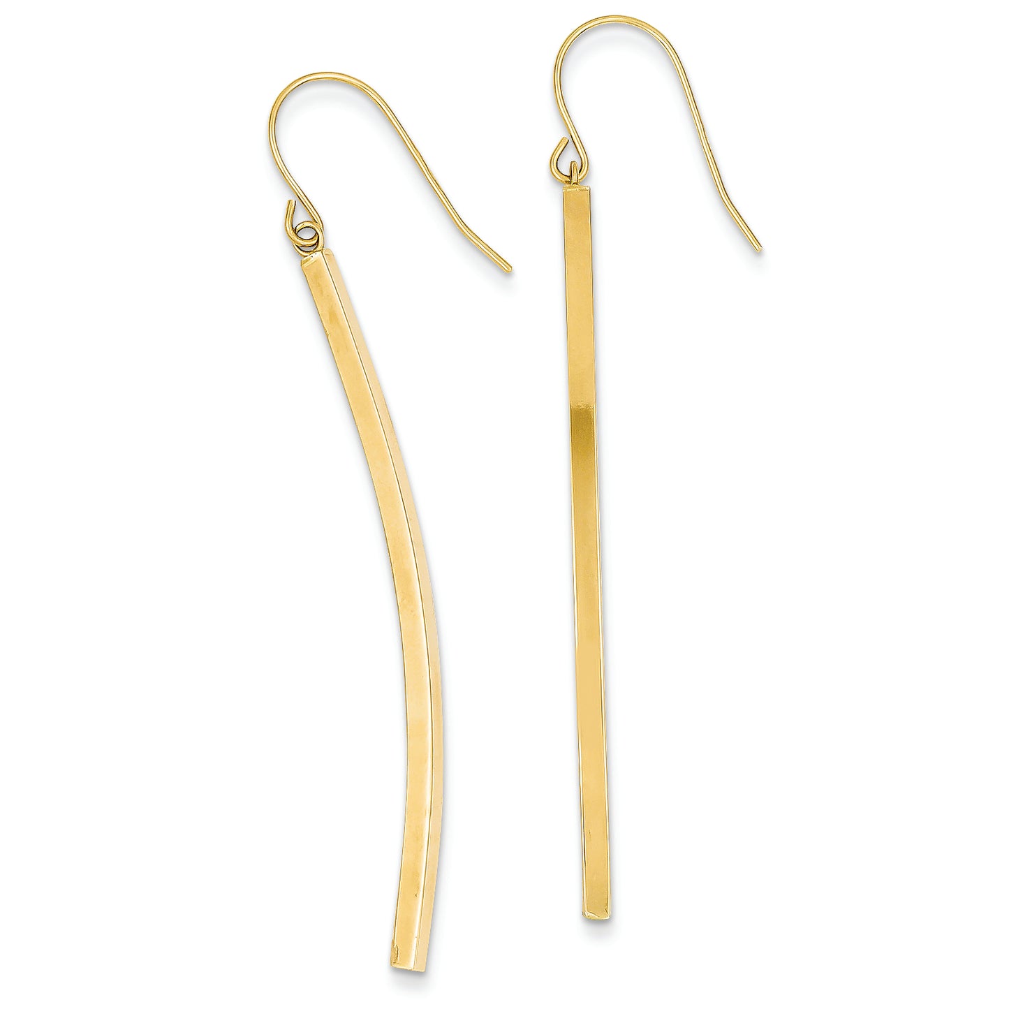 14K Gold Curved Stick Wire Earrings