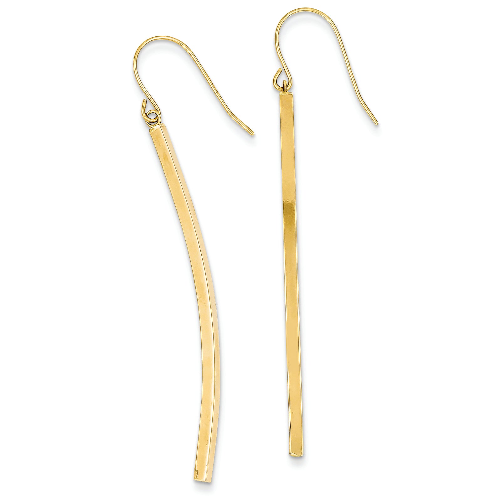 14K Gold Curved Stick Wire Earrings