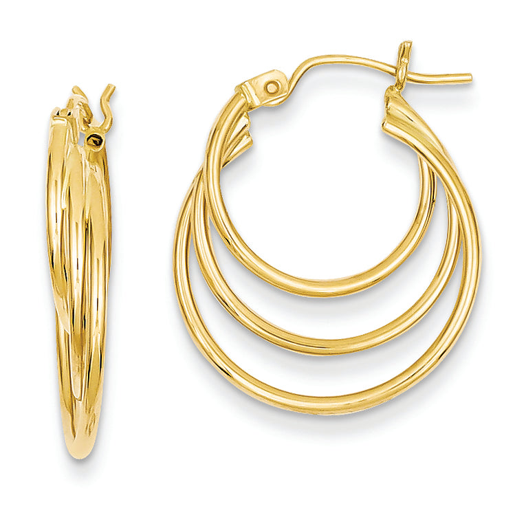 14K Gold Triple Hoop Earrings