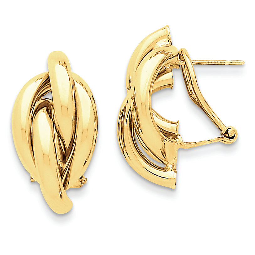 14K Gold Swirl Omega Back Post Earrings