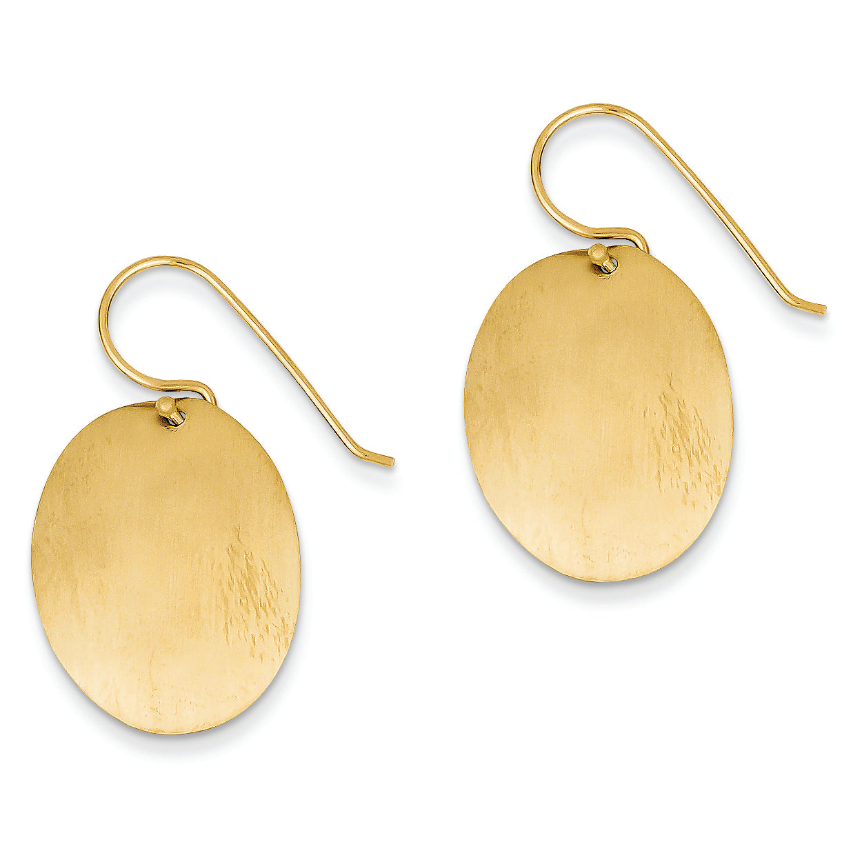 14K Gold Satin Oval Disc Earrings
