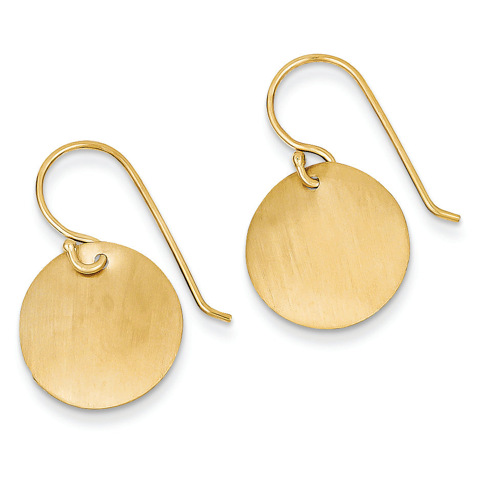 14K Gold Satin Circle Disc Earrings