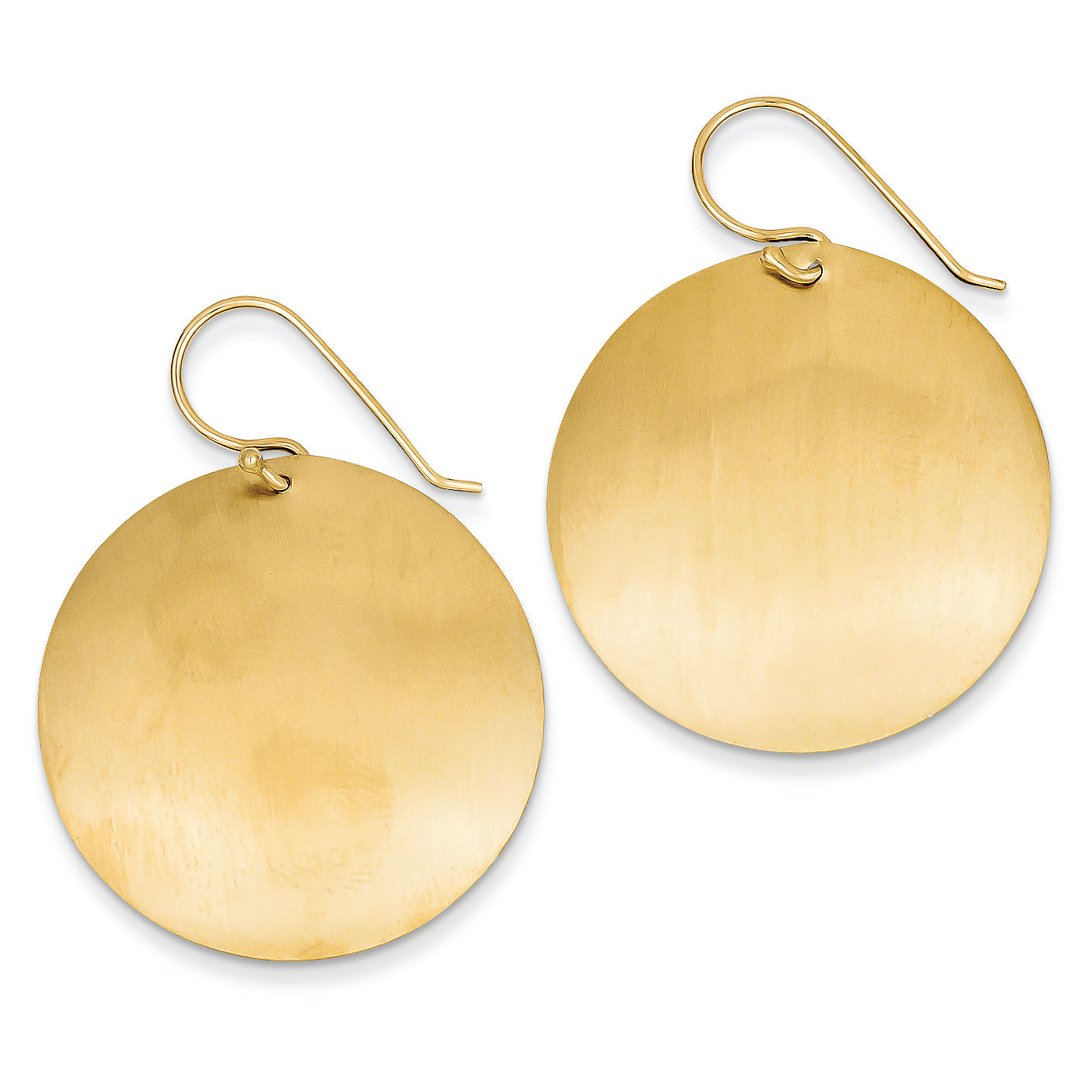 14K Gold Satin Circle Disc Earrings