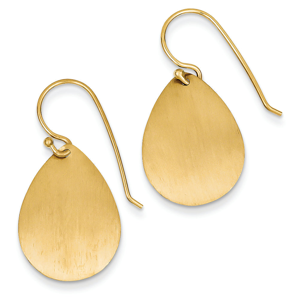 14K Gold Satin Teardrop Disc Earrings
