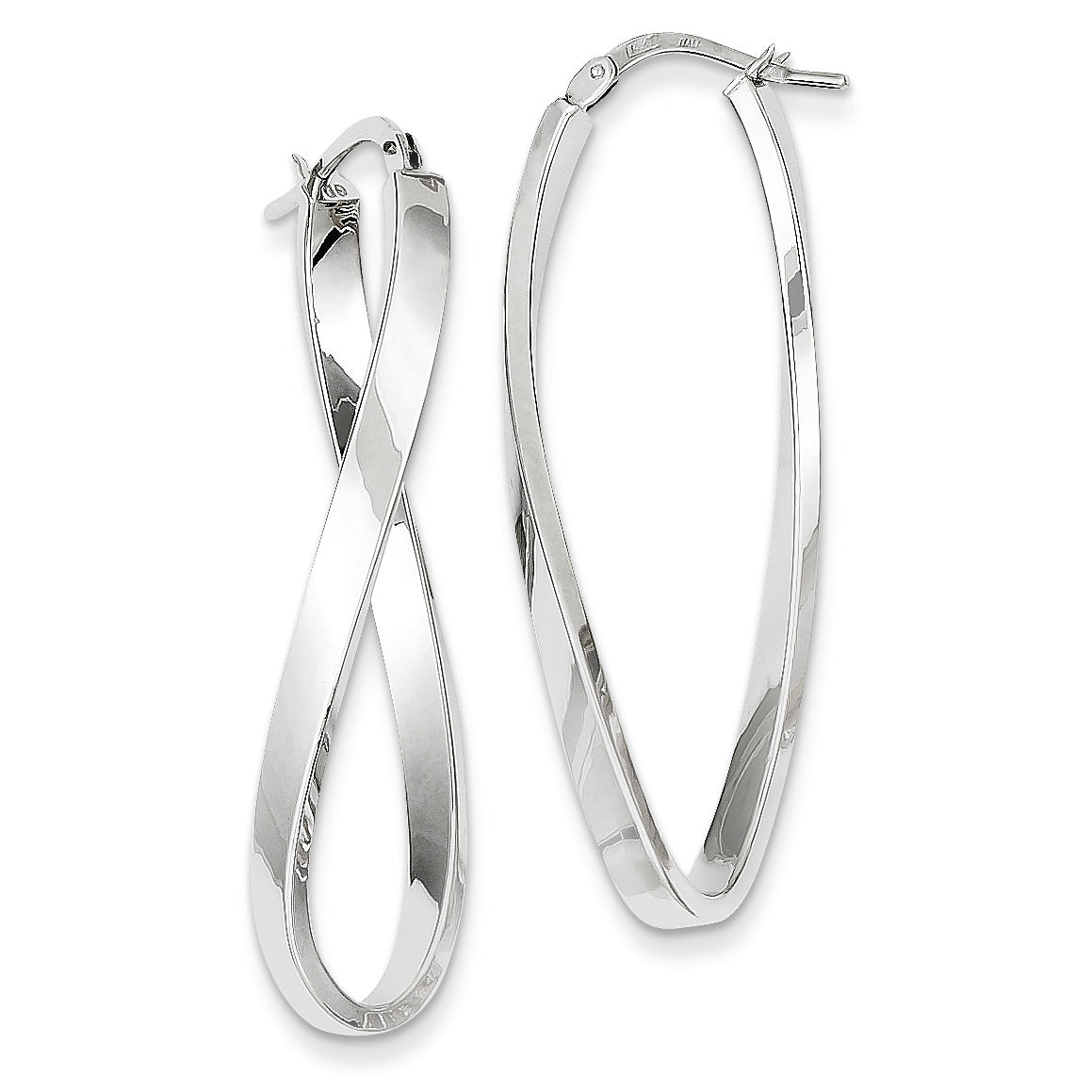 14K White Gold Large Twisted Earrings