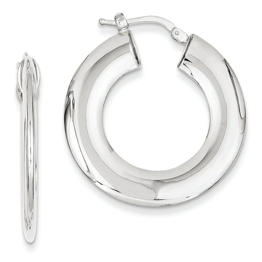 14K White Gold Round Hoop Earrings