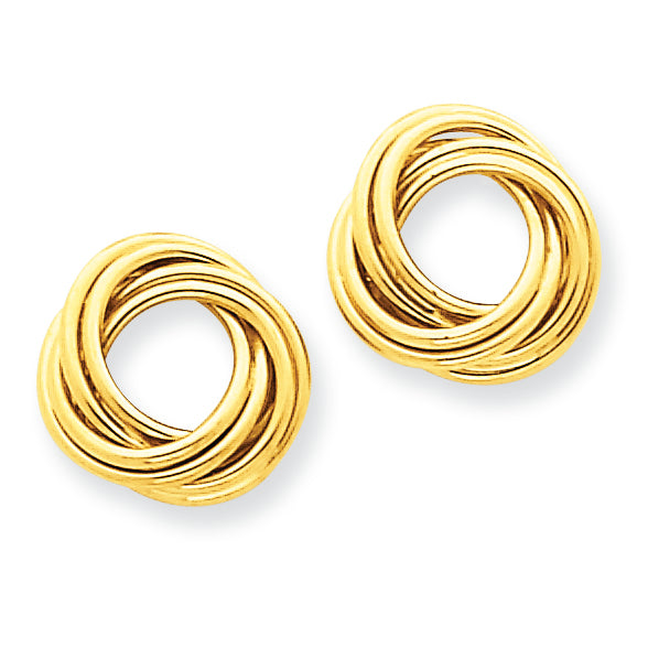 14K Gold Polished Love Knot Post Earrings