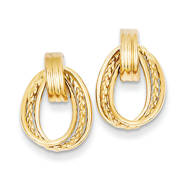 14K Gold Polished & Twisted Fancy Post Earrings