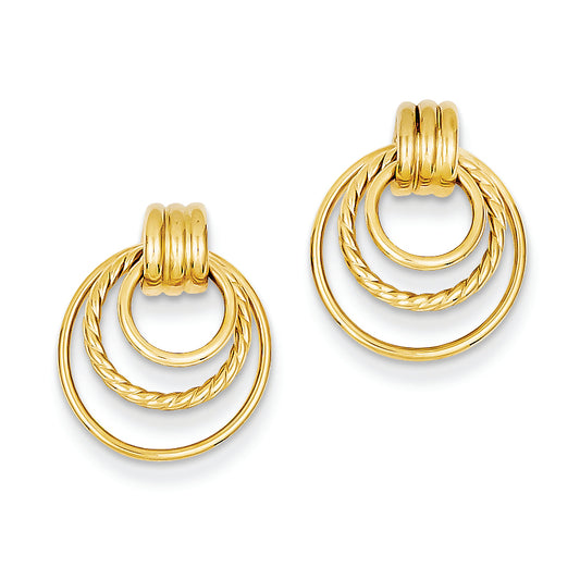 14K Gold Polished & Twisted Fancy Post Earrings